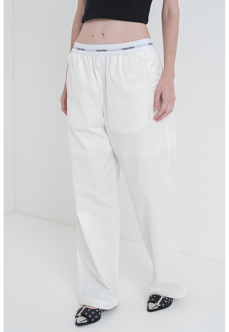 Pantaloni cu croiala dreapta si banda logo in talie