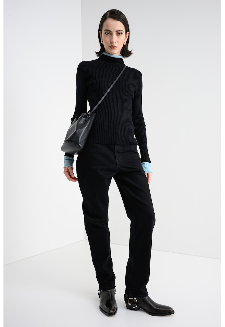 Pulover slim fit din amestec de lana