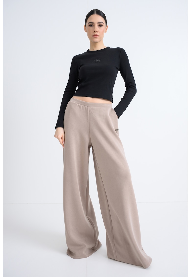 Bluza din amestec de bumbac cu imprimeu logo - Negru