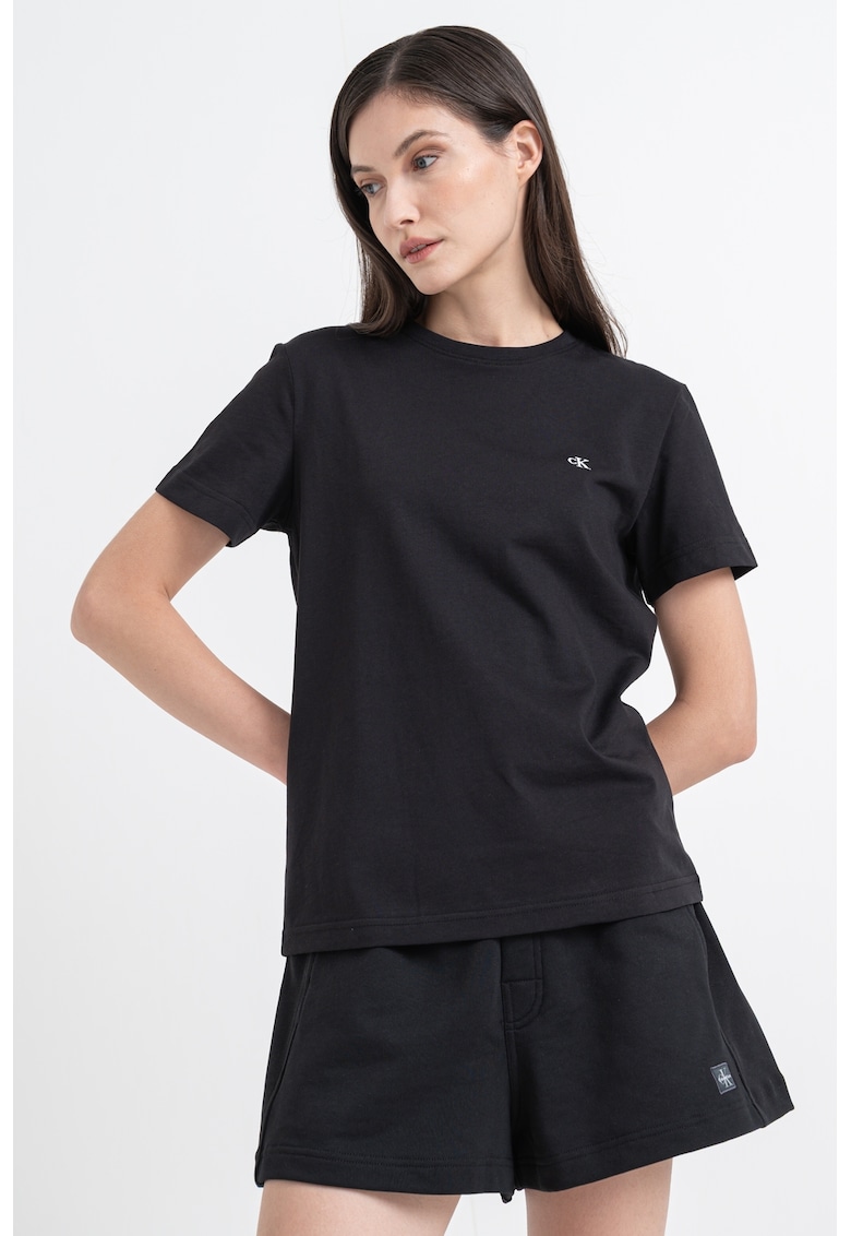 Tricou din bumbac cu logo brodat