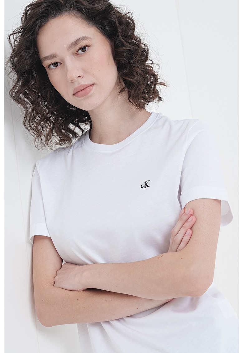 Tricou din bumbac cu logo brodat