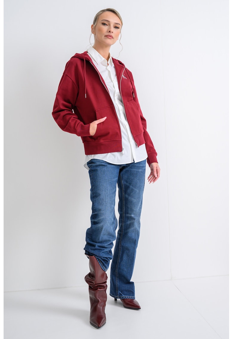 Hanorac cu fermoar si maneci cazute