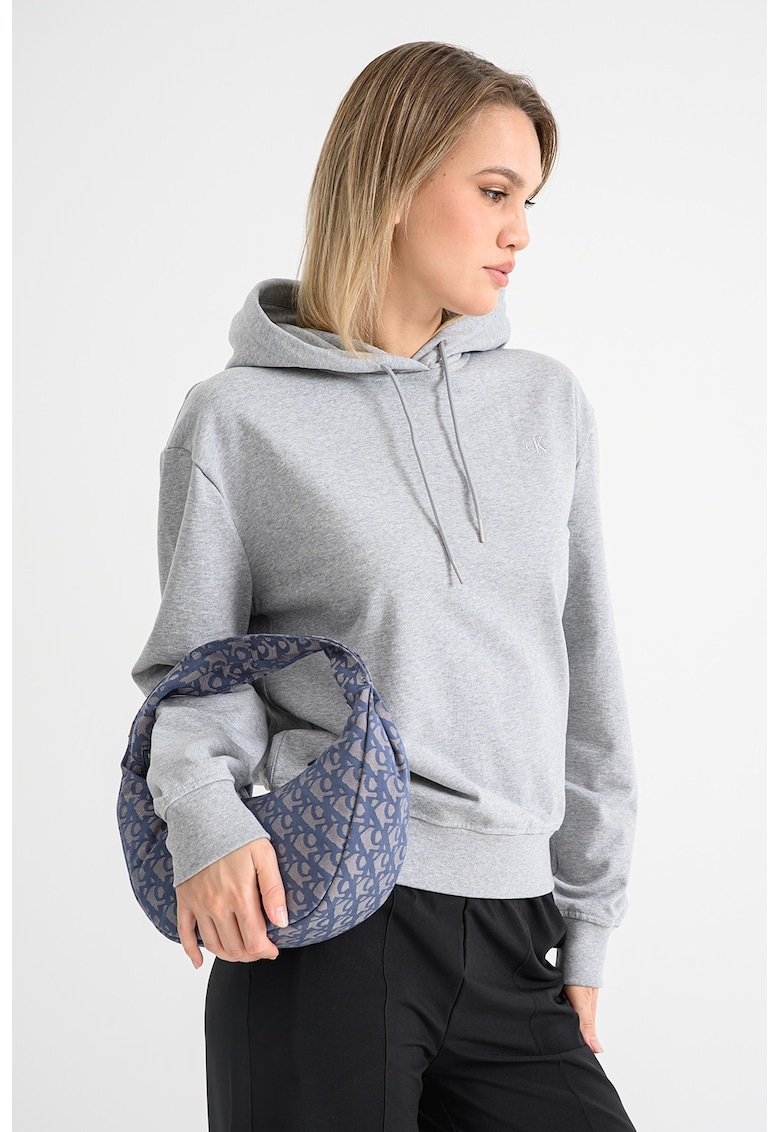 Hanorac uni cu maneci cazute - Gri melange