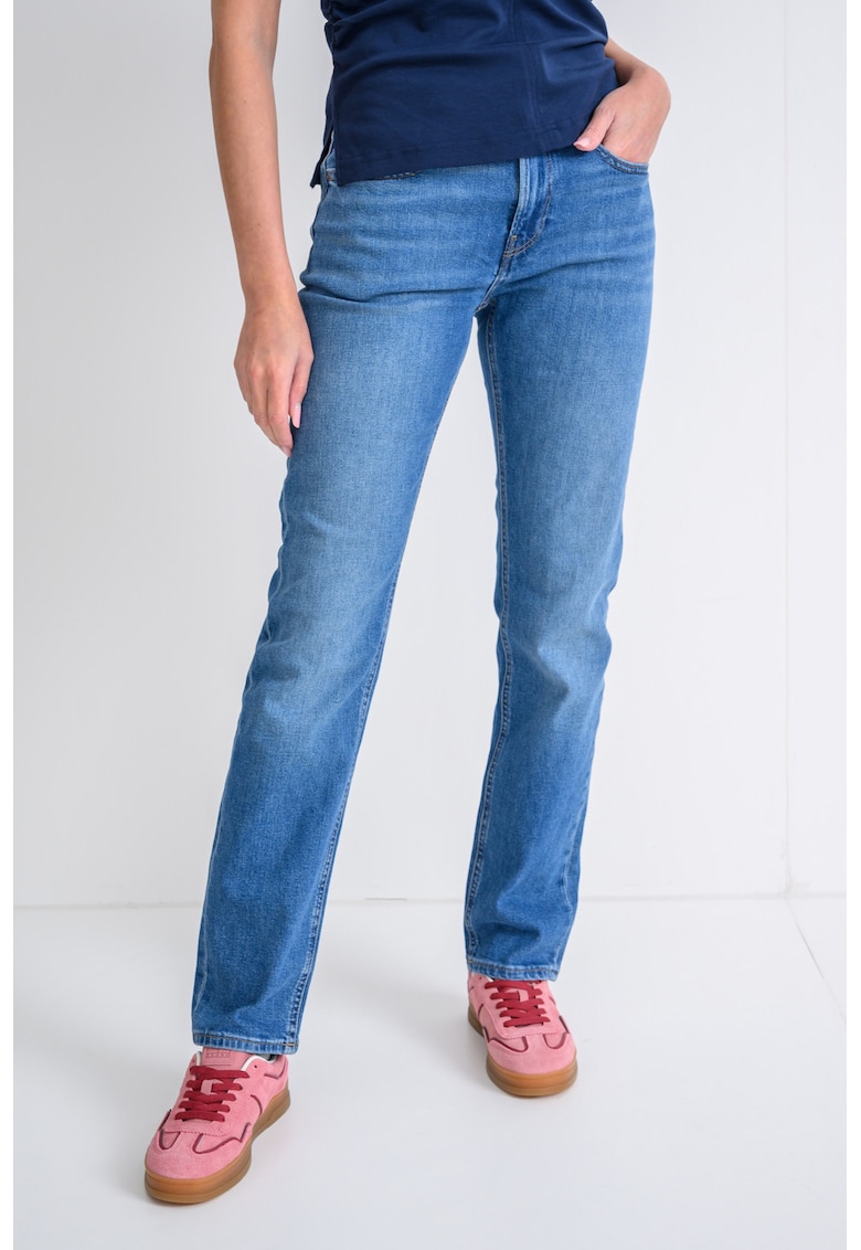 Blugi slim fit cu talie medie - Albastru deschis