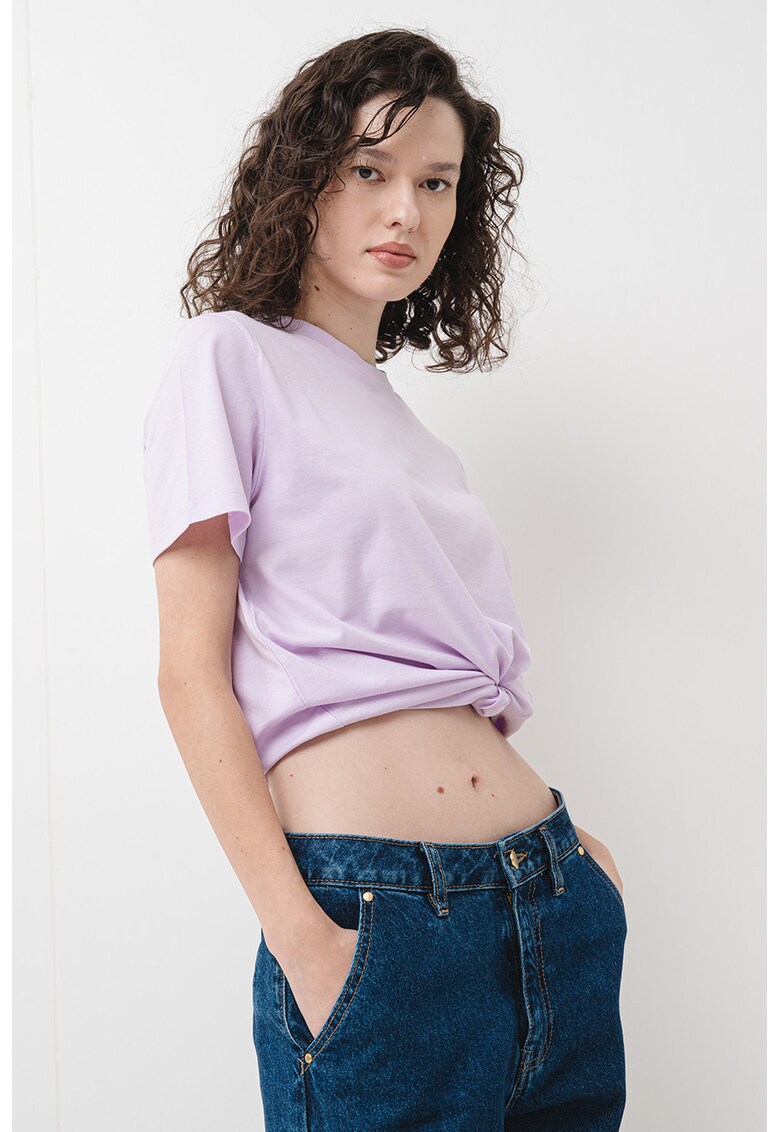 Tricou din bumbac cu imprimeu logo - Lila