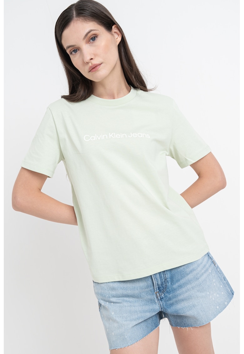 Tricou de bumbac cu logo - Verde feriga