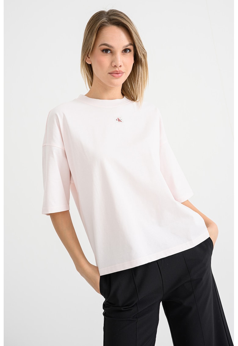 Tricou lejer cu maneci cazute - Roz pal