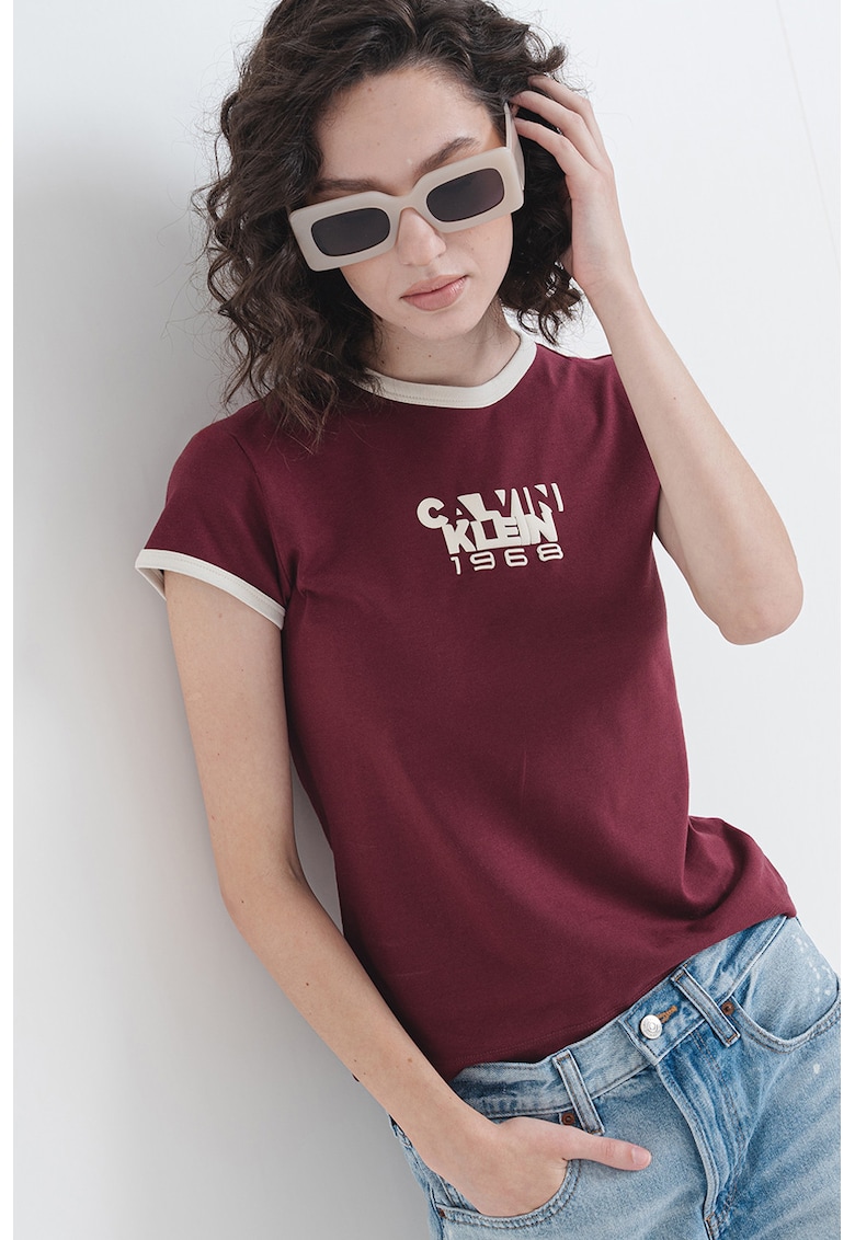 Tricou regular fit cu logo - Violet tyrian
