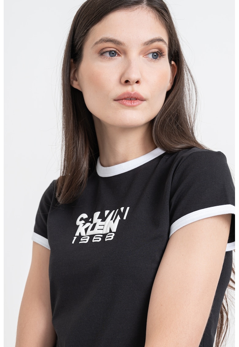 Tricou regular fit cu logo - Alb/Negru