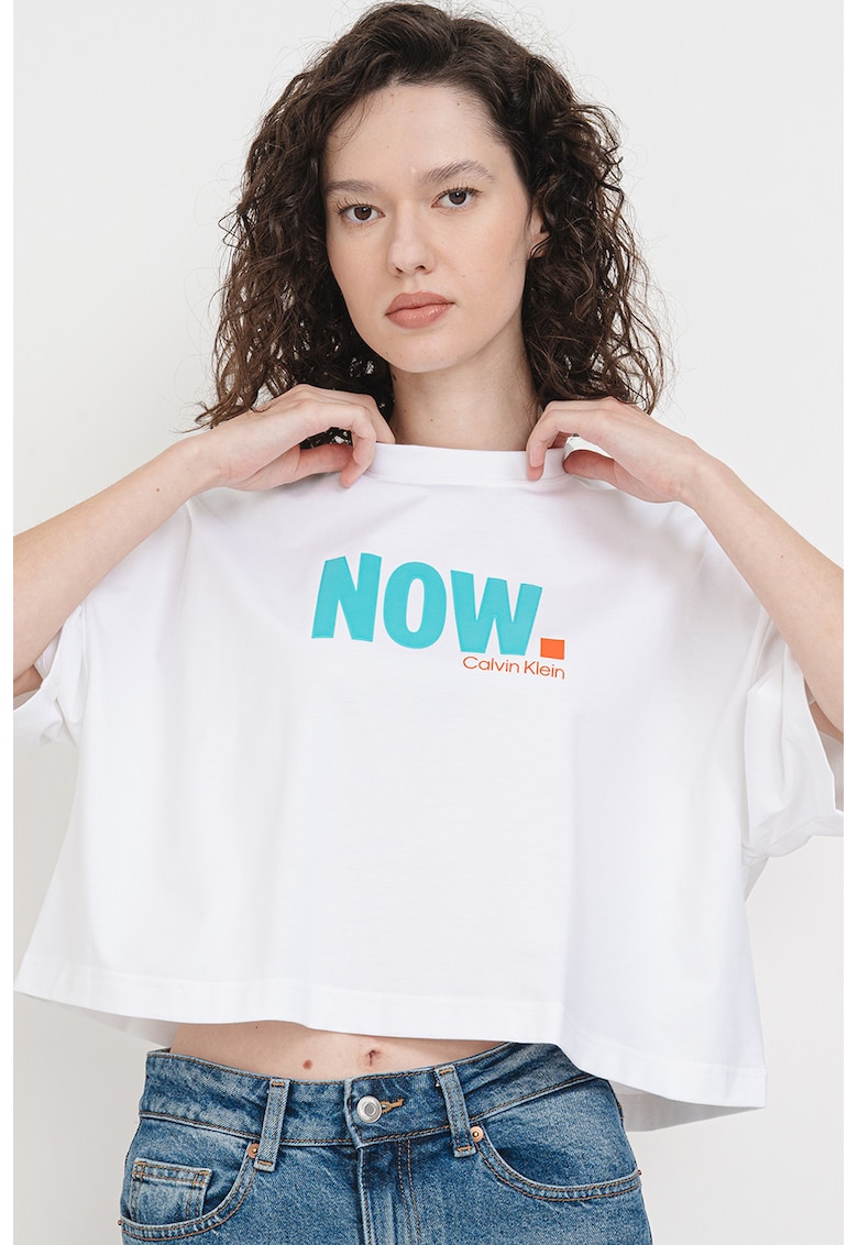 Tricou lejer crop din bumbac