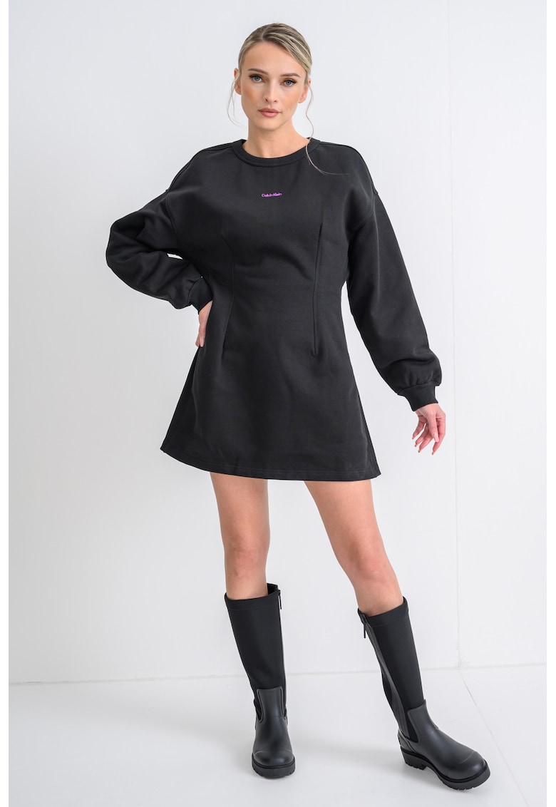 Rochie mini din bumbac cu maneci bufante