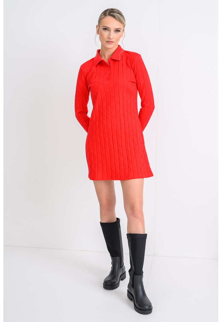 Rochie polo striata cu model monograma discreta