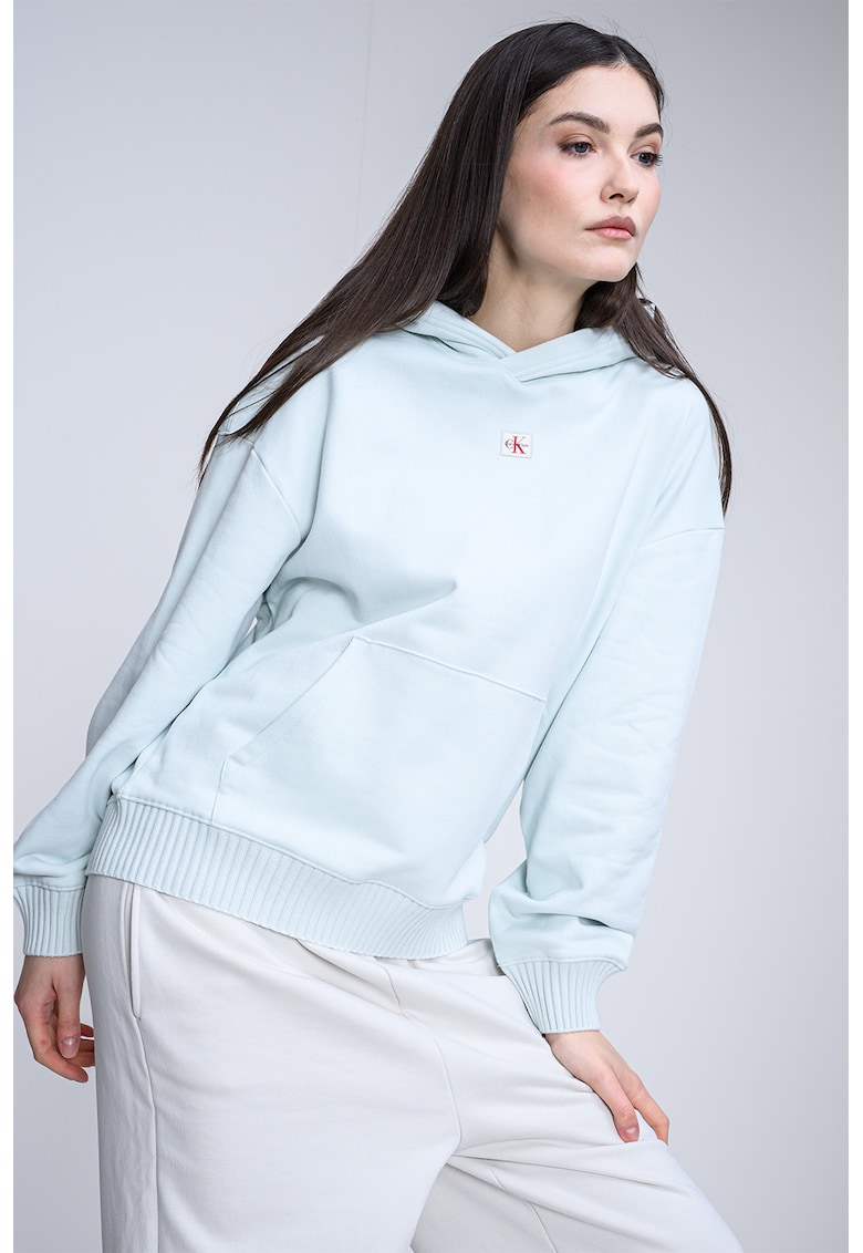 Hanorac lejer cu buzunar kangaroo - Verde pal