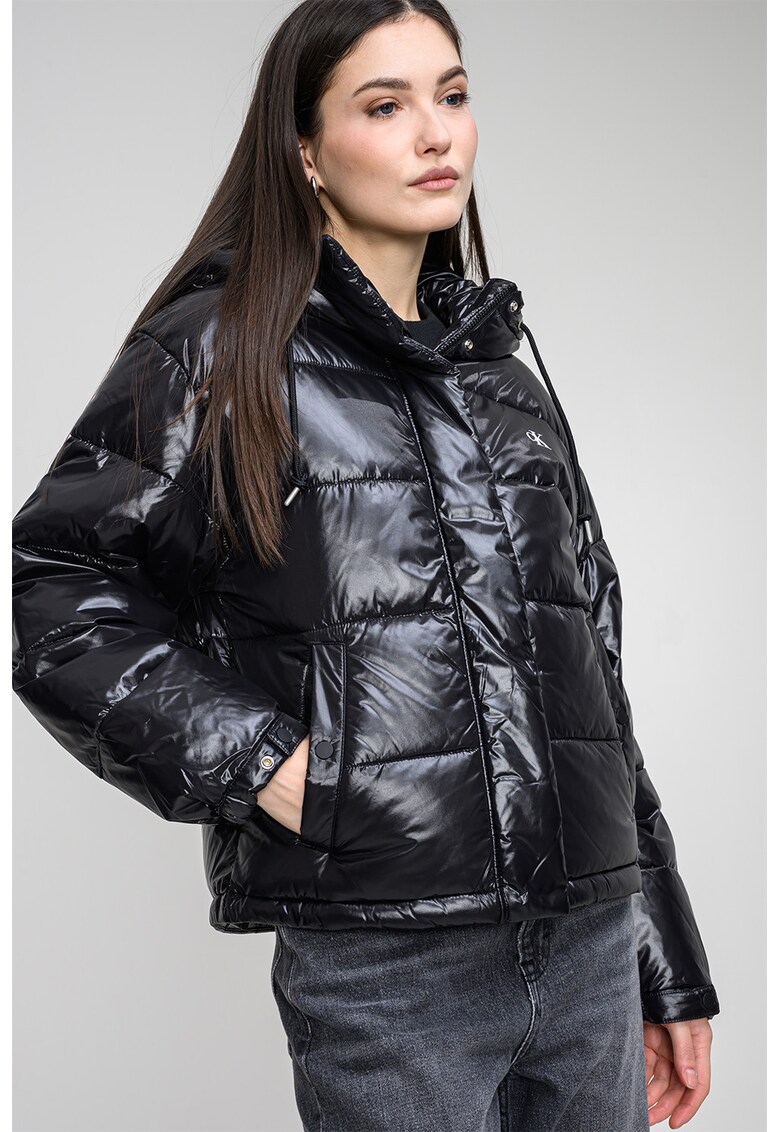 Geaca relaxed fit cu mansete elastice - Negru