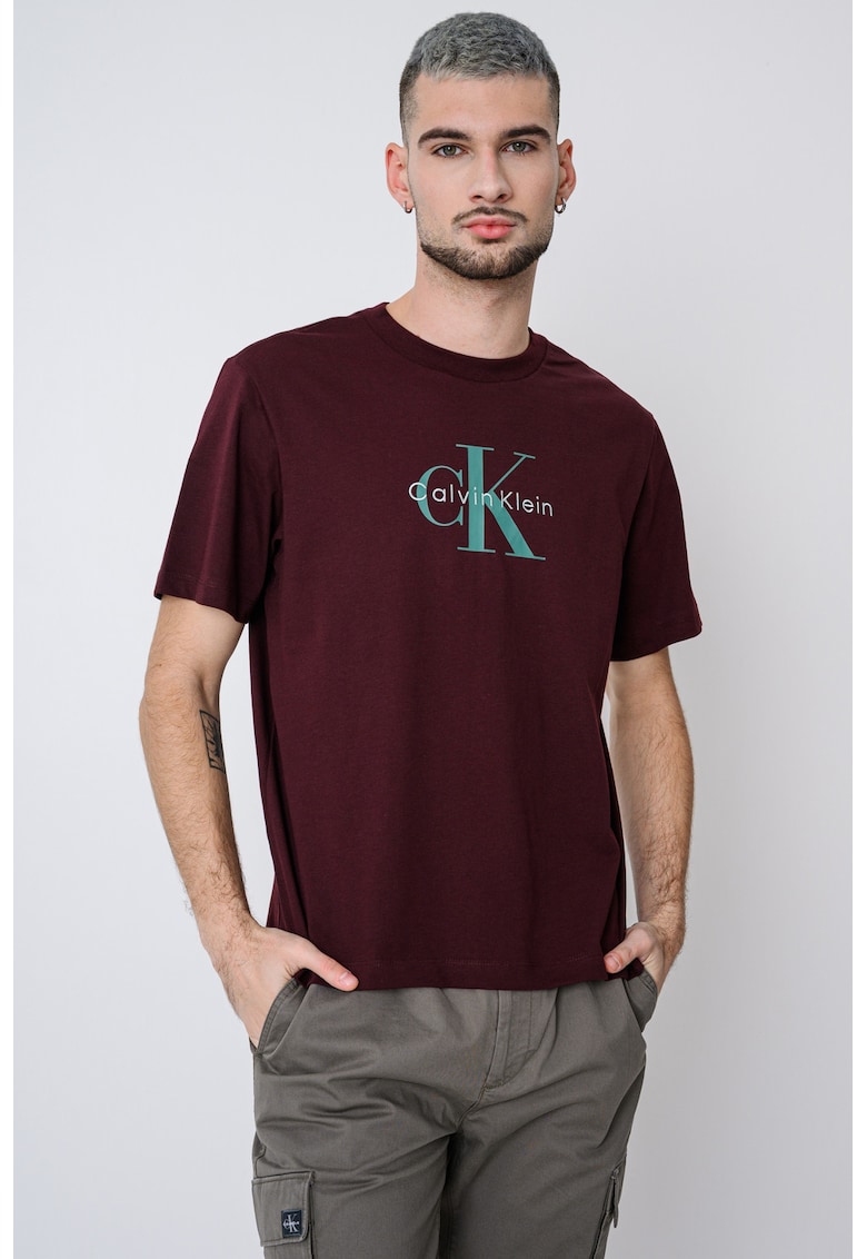 Tricou din bumbac cu imprimeu logo - Rosu inchis