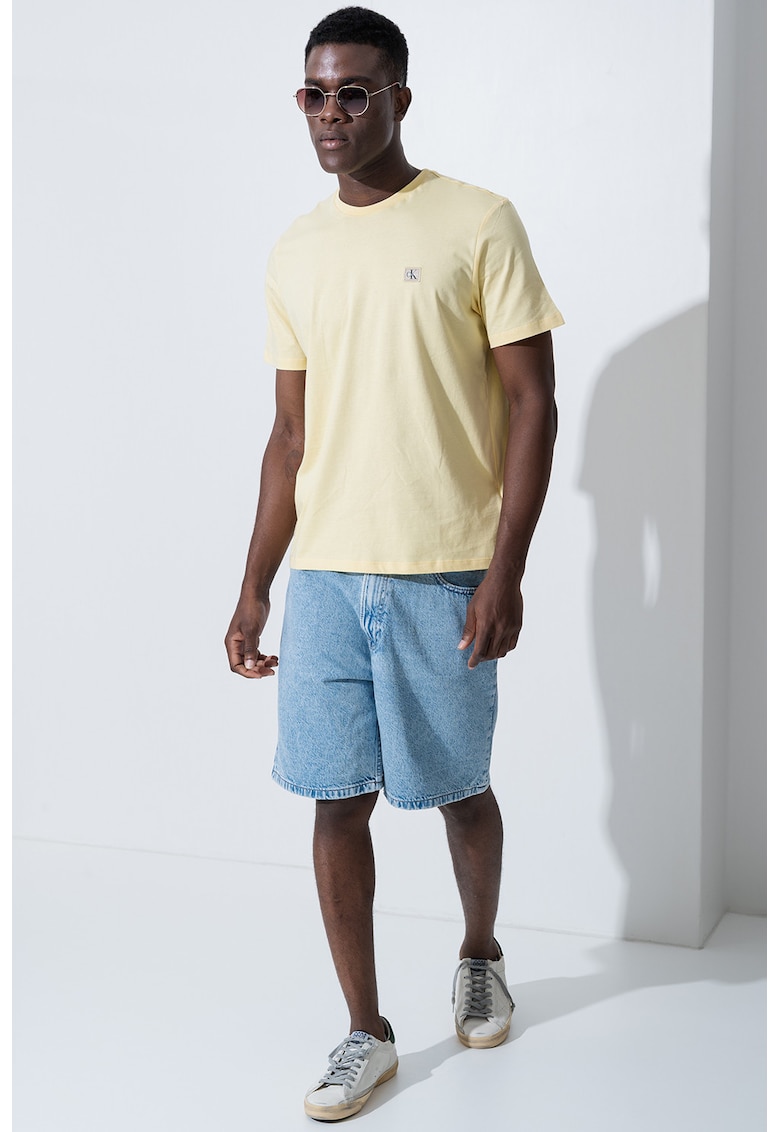 Tricou de bumbac cu insigna logo - Galben pai