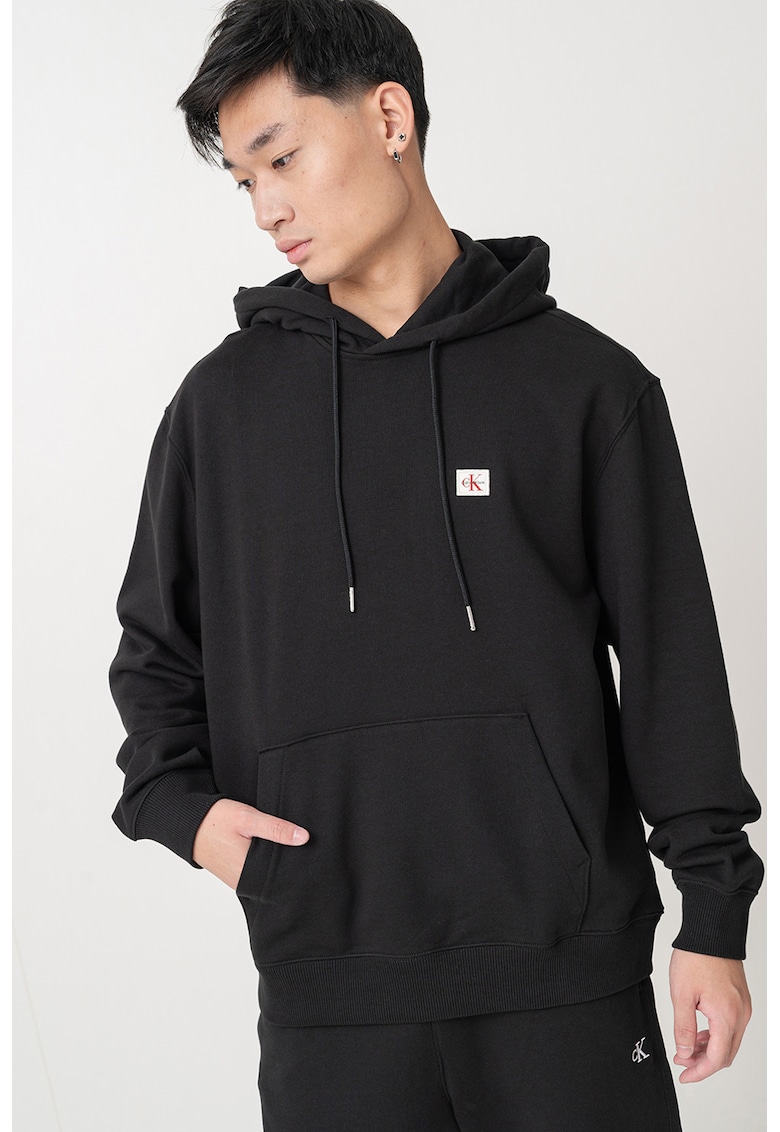 Hanorac din bumbac cu buzunar kangaroo - Negru