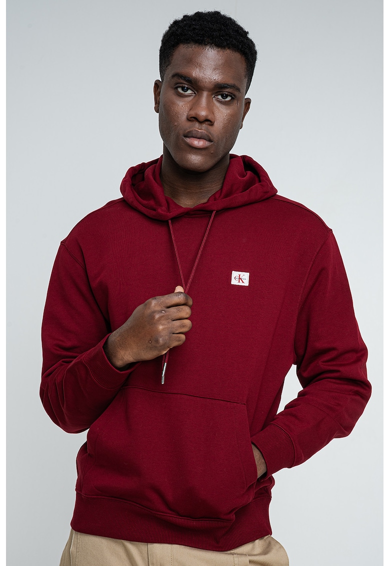 Hanorac din bumbac cu buzunar kangaroo - Visiniu