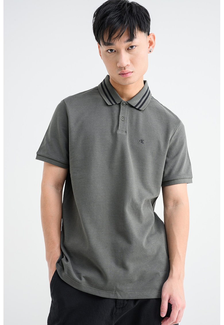 Tricou polo din bumbac - Alb/Kaki