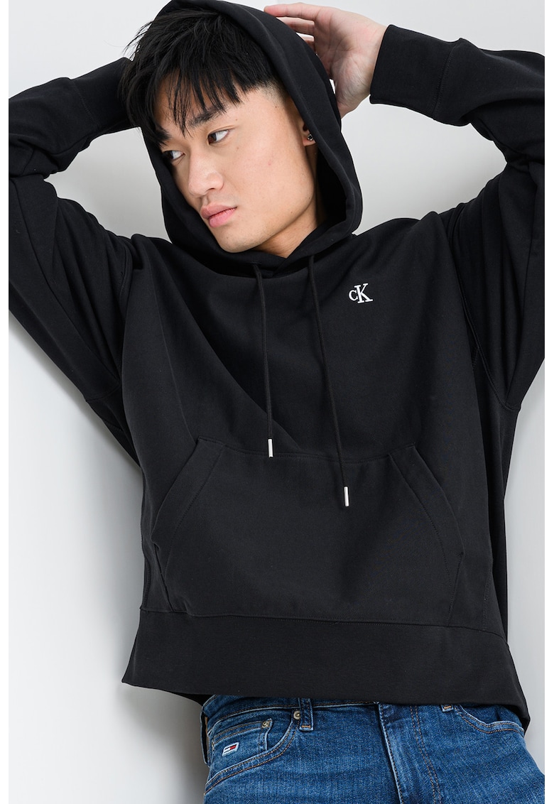 Hanorac cu snur de ajustare si buzunar kangaroo