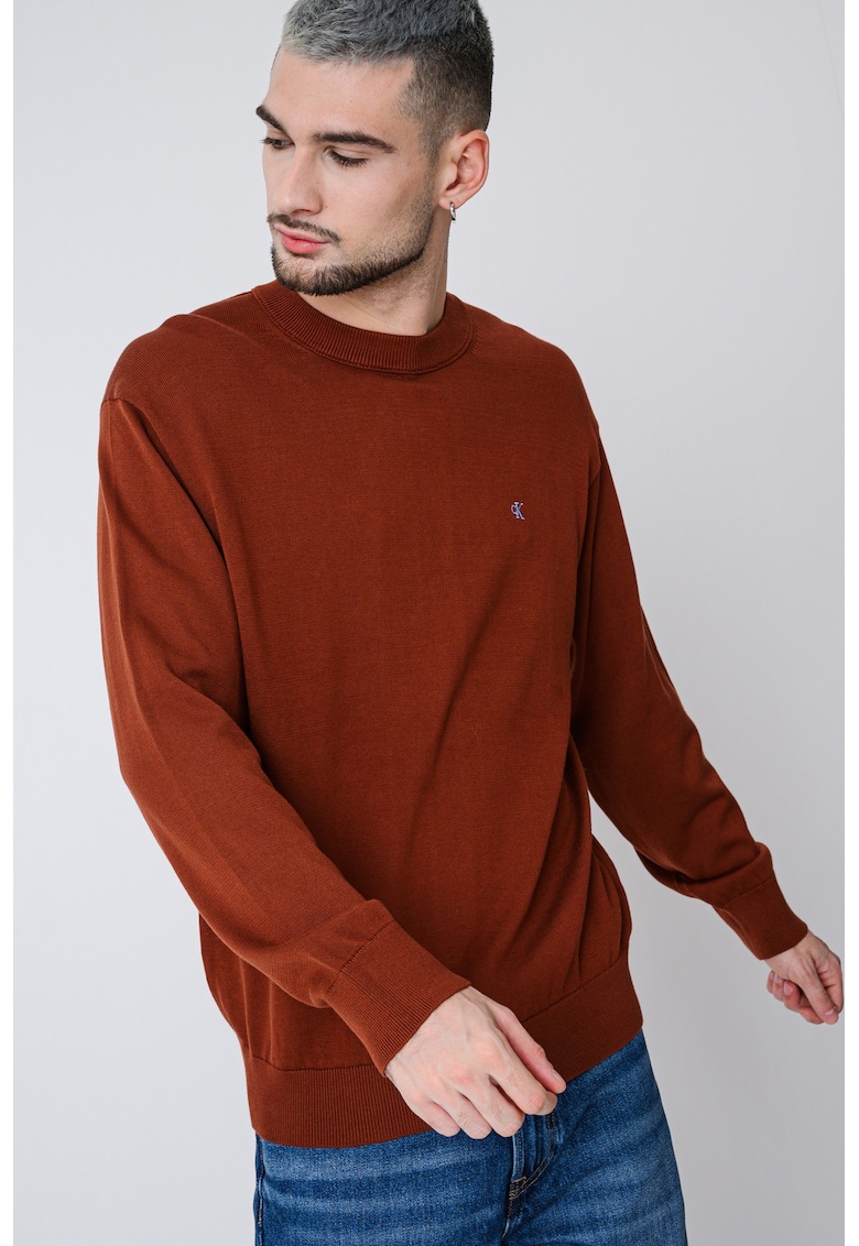 Bluza de trening din bumbac cu decolteu la baza gatului - Maro