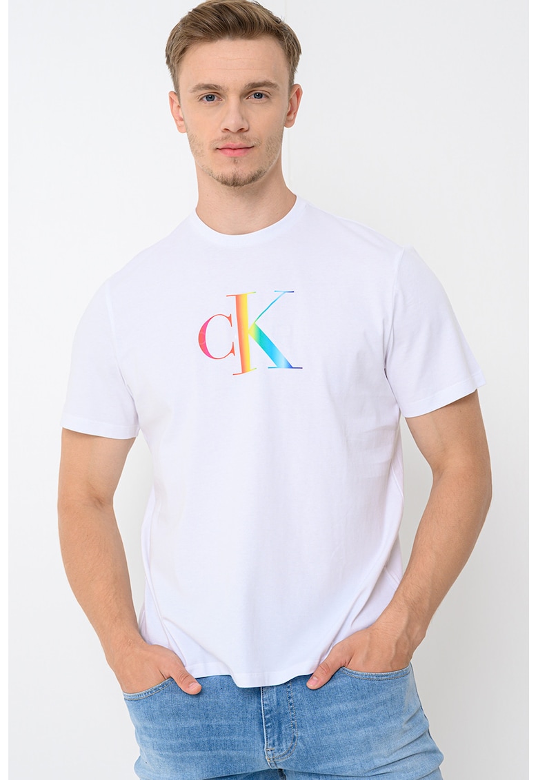 Tricou de bumbac cu imprimeu logo - Alb optic