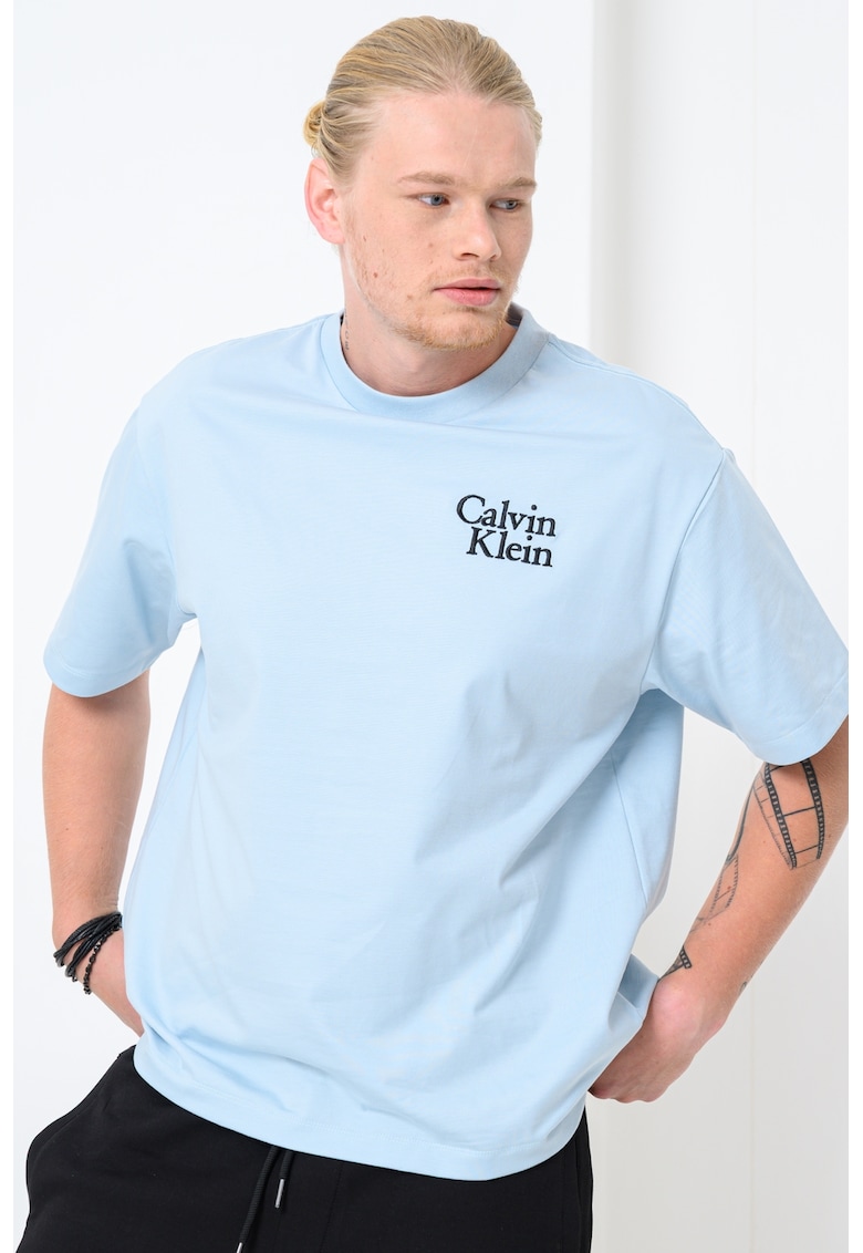 Tricou cu imprimeu logo - Albastru pastel