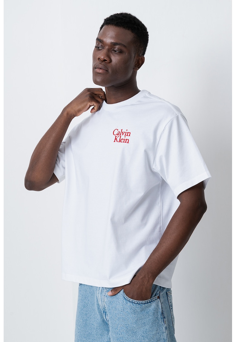 Tricou cu imprimeu logo - Alb/Rosu inchis