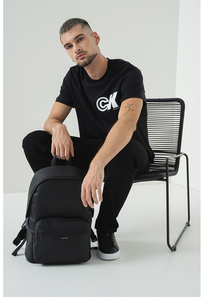 Tricou de bumbac cu monograma Sport - Alb/Negru