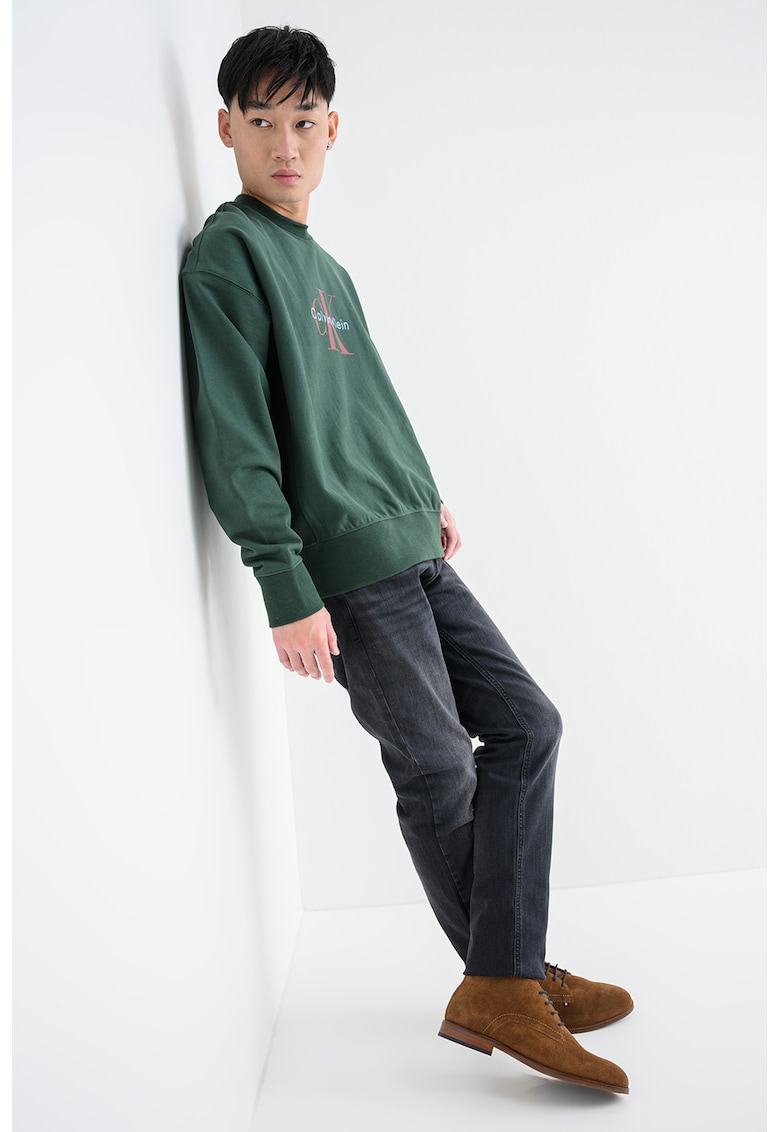 Bluza de trening din amestec de bumbac cu imprimeu logo - Visiniu/Verde englez