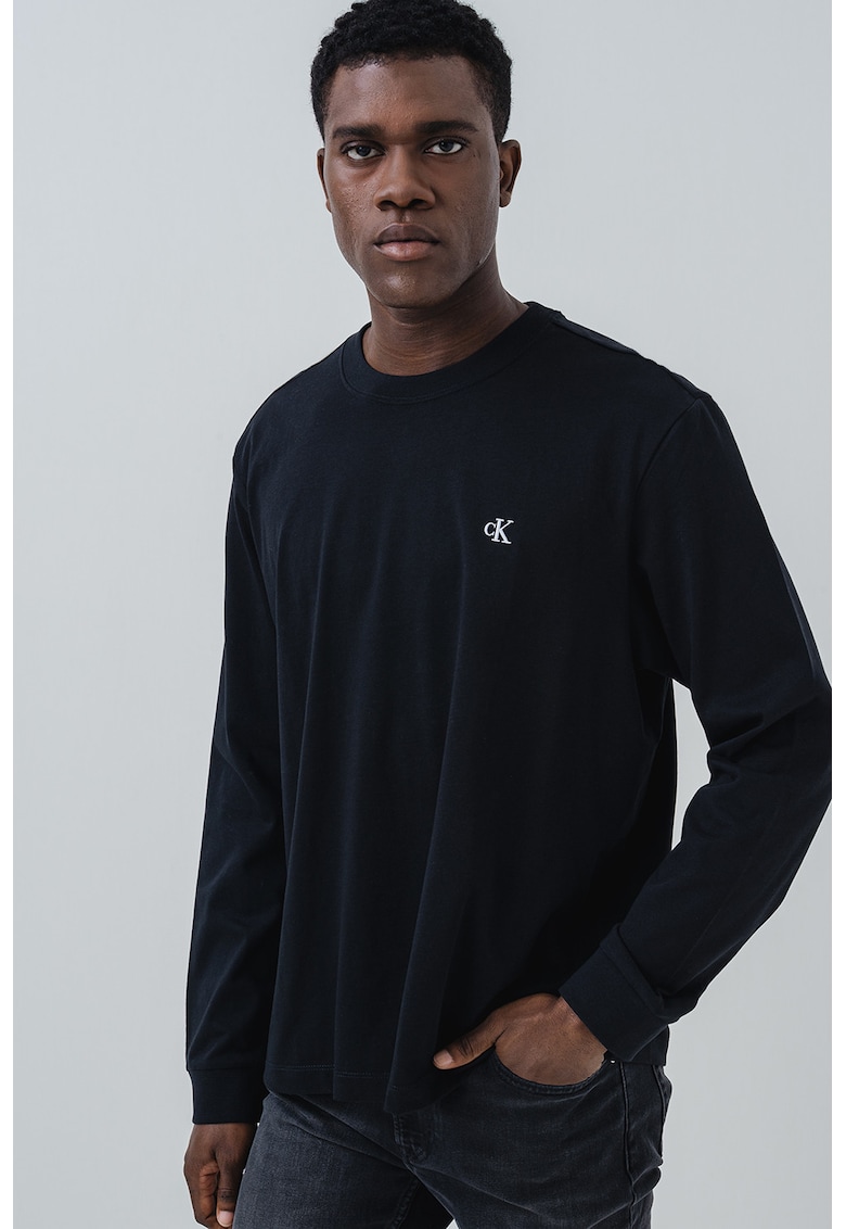 Bluza de bumbac cu logo discret