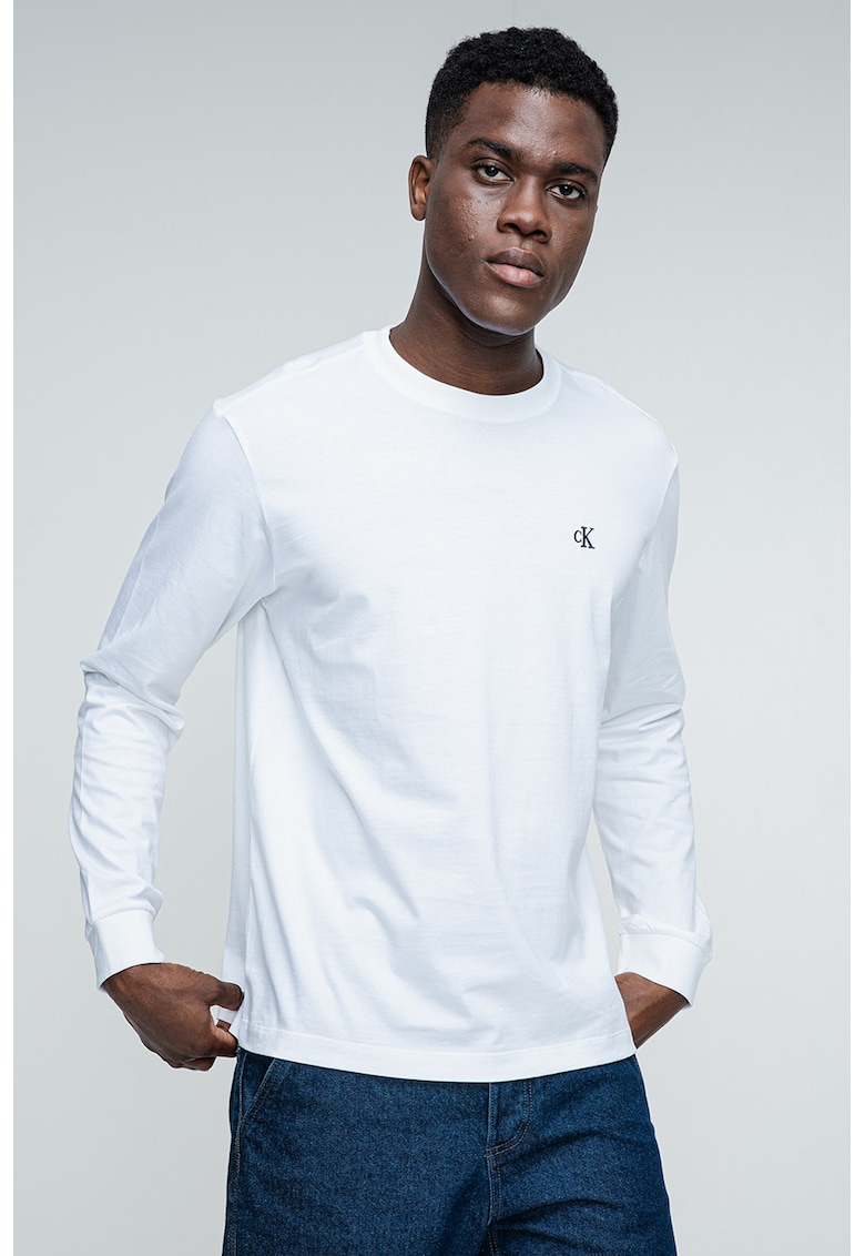 Bluza de bumbac cu logo discret