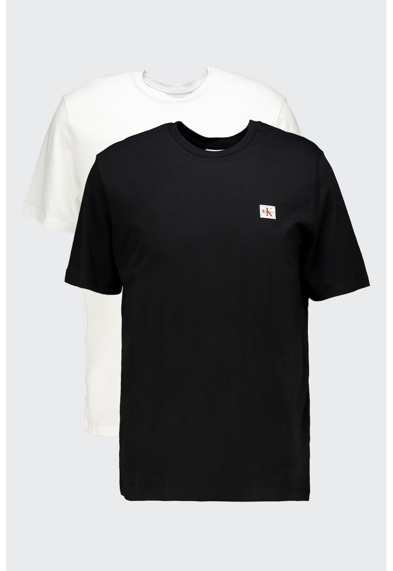 Set de tricouri din bumbac - 2 piese - Alb/Negru