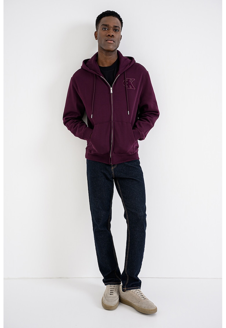 Hanorac cu logo brodat si fermoar - Violet tyrian