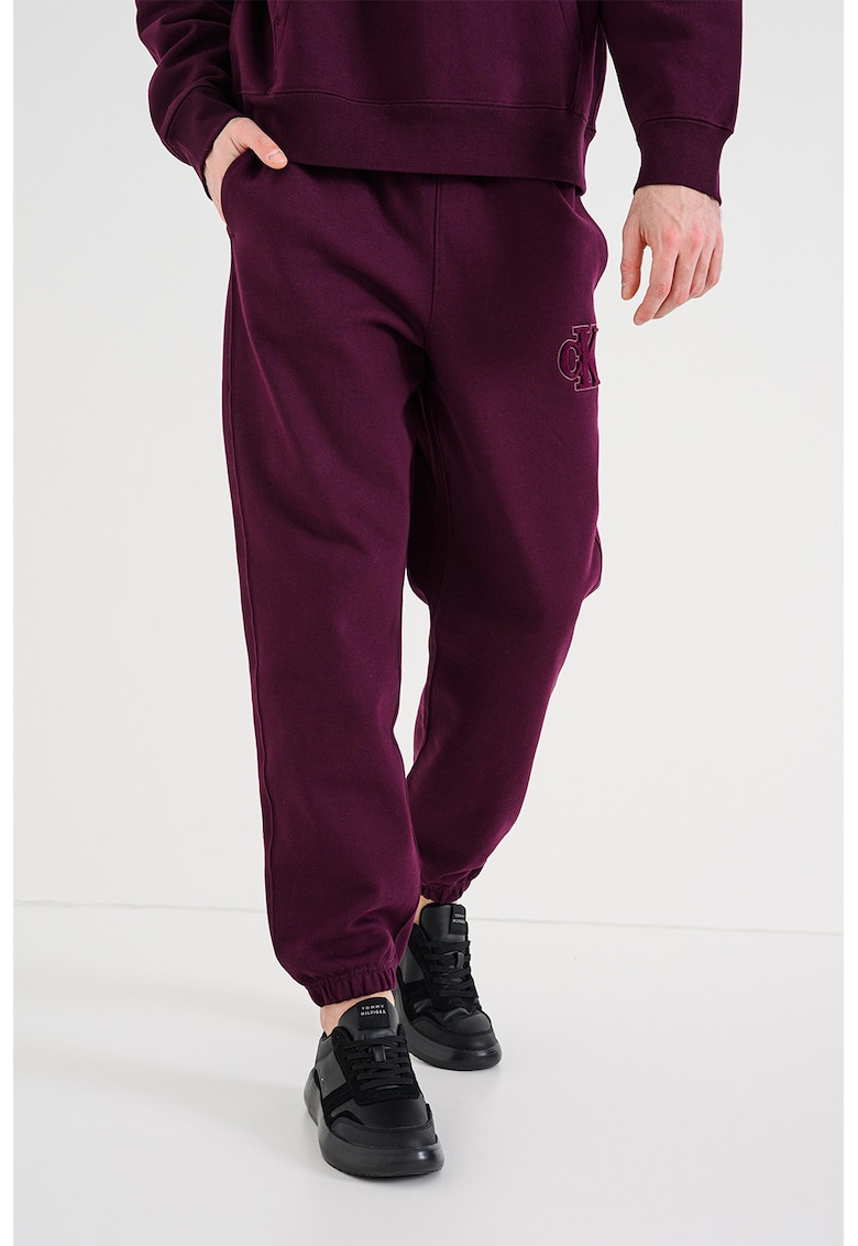 Pantaloni de trening din bumbac cu snur de ajustare - Violet tyrian