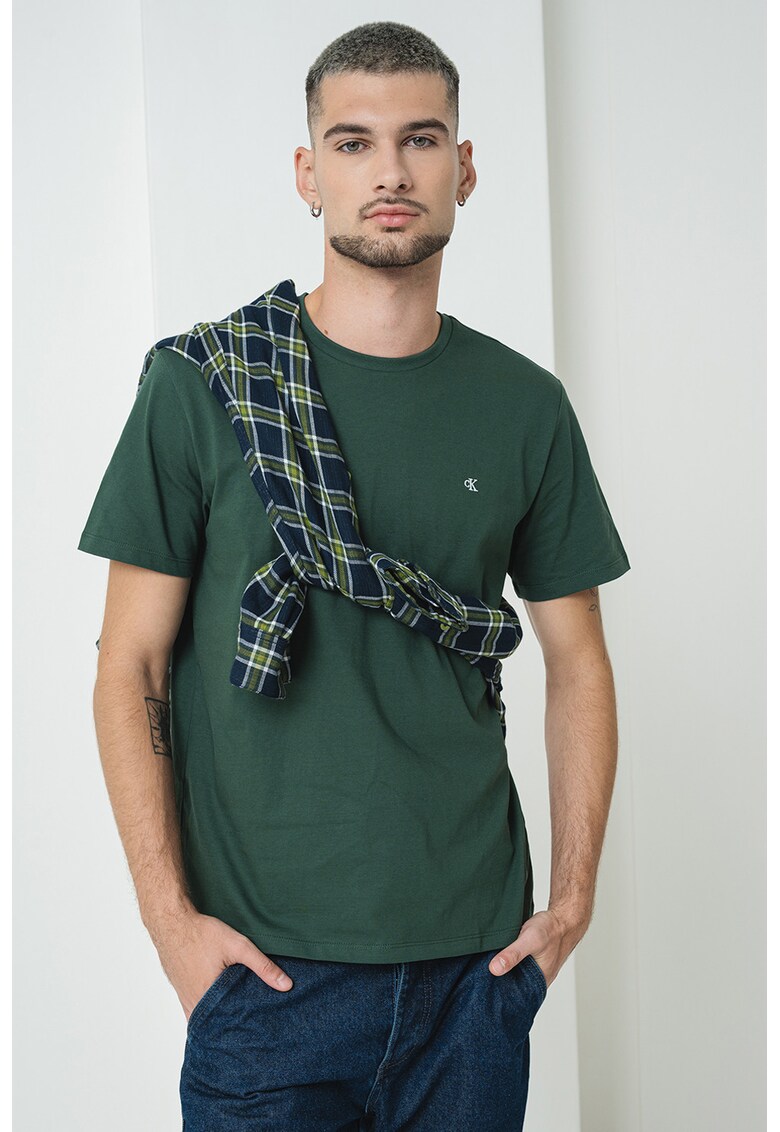 Tricou cu detaliu logo - Verde inchis