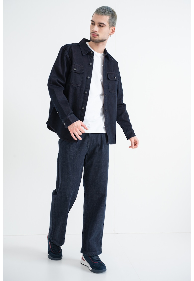 Camasa regular fit cu buzunare pe piept - Albastru ultramarin