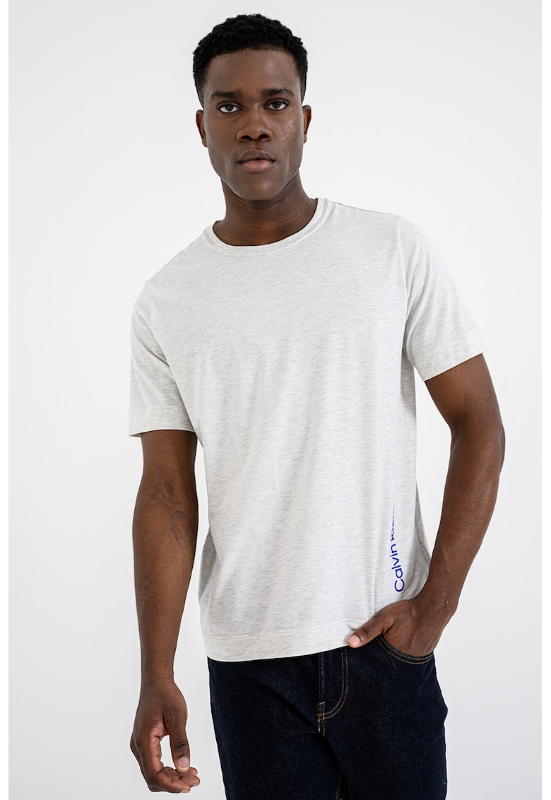 Tricou cu tehnologie uscare rapida si decolteu rotund - pentru fitness - Gri deschis melange