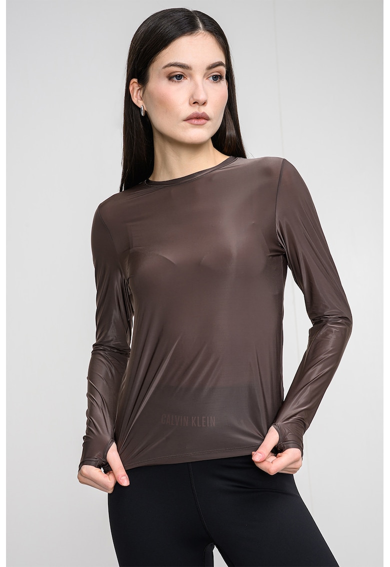 Bluza semitransparenta cu segmente pentru degetele mari - Maro