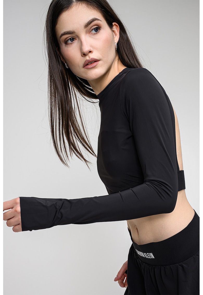 Blua crop cu spate decupat - Negru