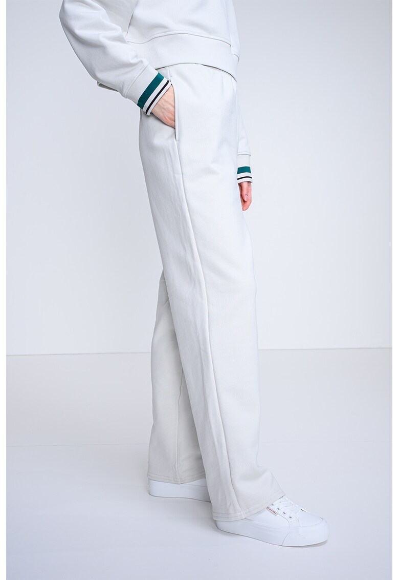 Pantaloni de trening din amestec de bumbac cu croiala ampla - Alb murdar
