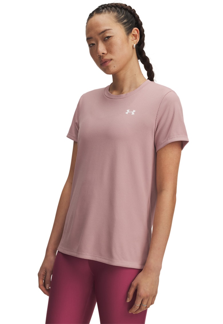Tricou cu decolteu rotund - pentru fitness - Rosu deschis