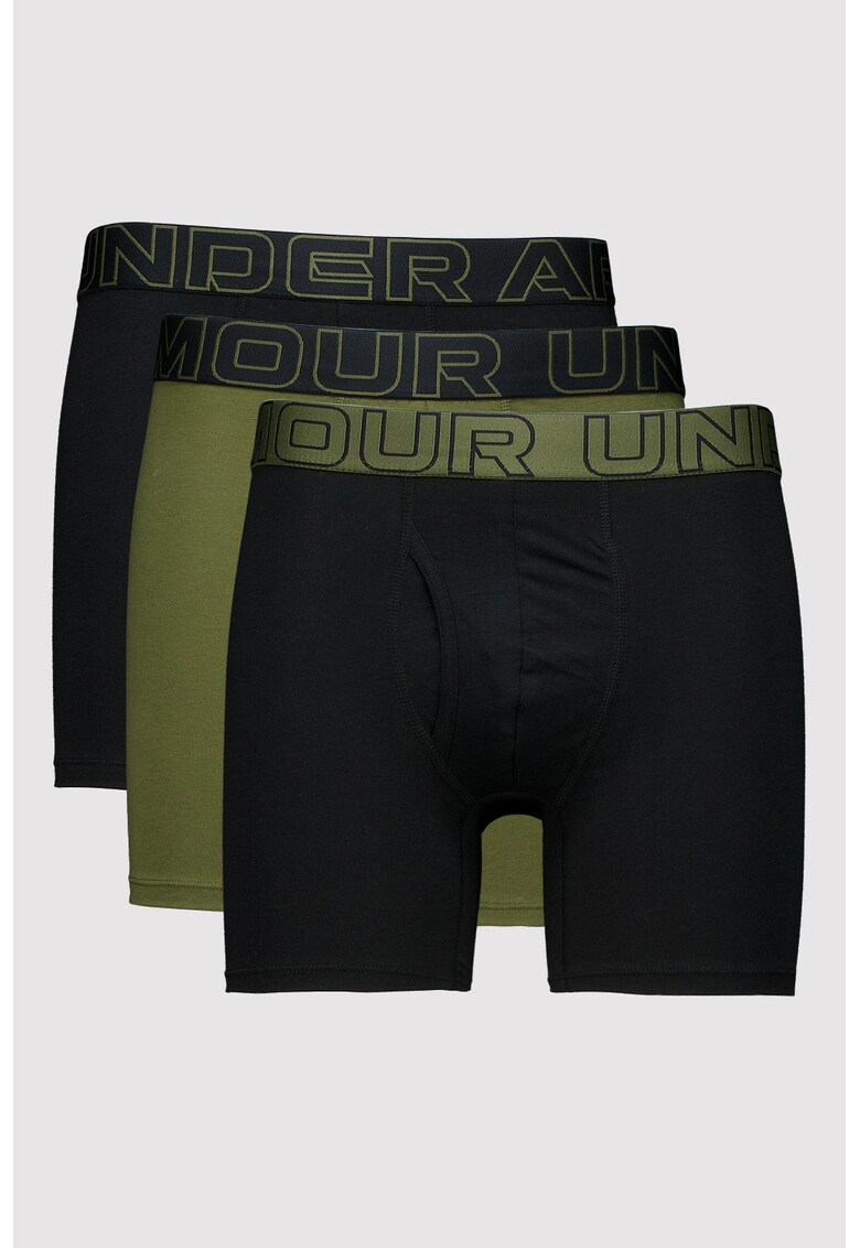 Set de boxeri cu banda logo in talie - 3 perechi - Negru/Kaki inchis