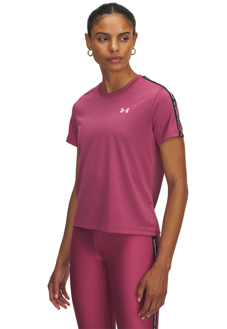 Tricou cu benzi logo laterale pentru fitness Tech - Alb/Roz fandango