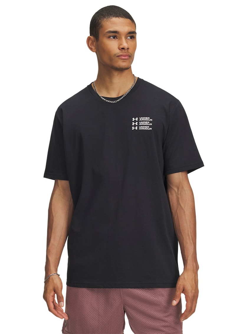 Tricou regular fit cu decolteu la baza gatului - Negru/Alb murdar