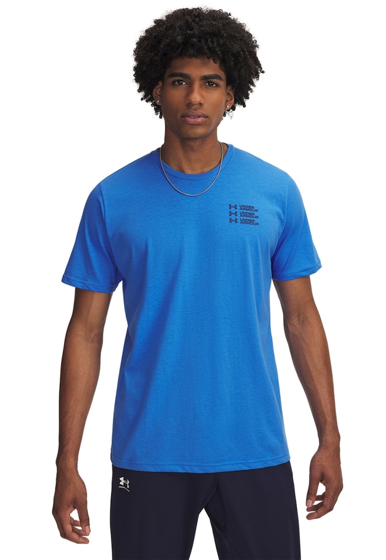 Tricou regular fit cu decolteu la baza gatului - Albastru royal