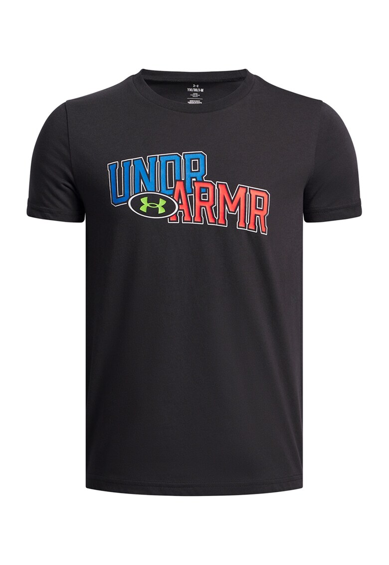 Tricou cu decolteu la baza gatului si imprimeu - Rosu/Negru/Albastru