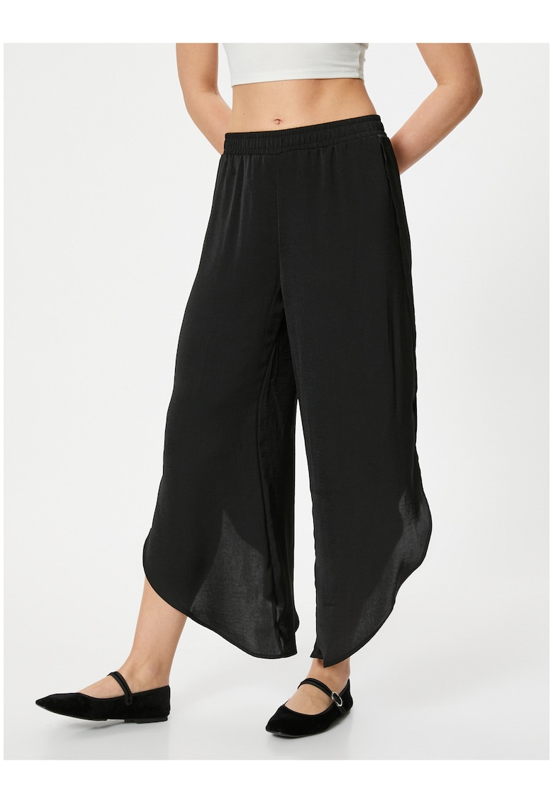 Koton Pantaloni relaxed fit asimetrici - Negru