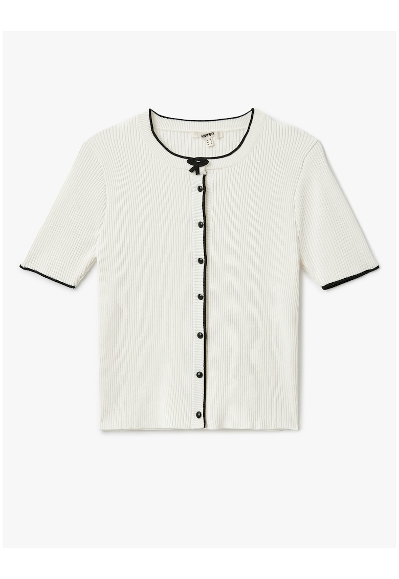 Cardigan cu maneci scurte si funda