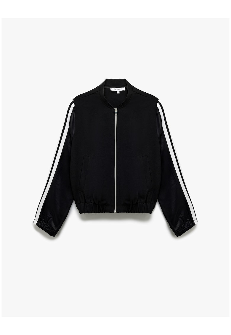 Bluza de trening cu fermoar si detalii contrastante